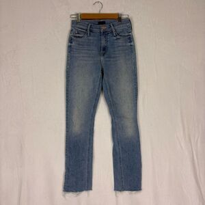 Mother Mid-Rise Dazzler Ankle Fray Skinny Jeans Size 25